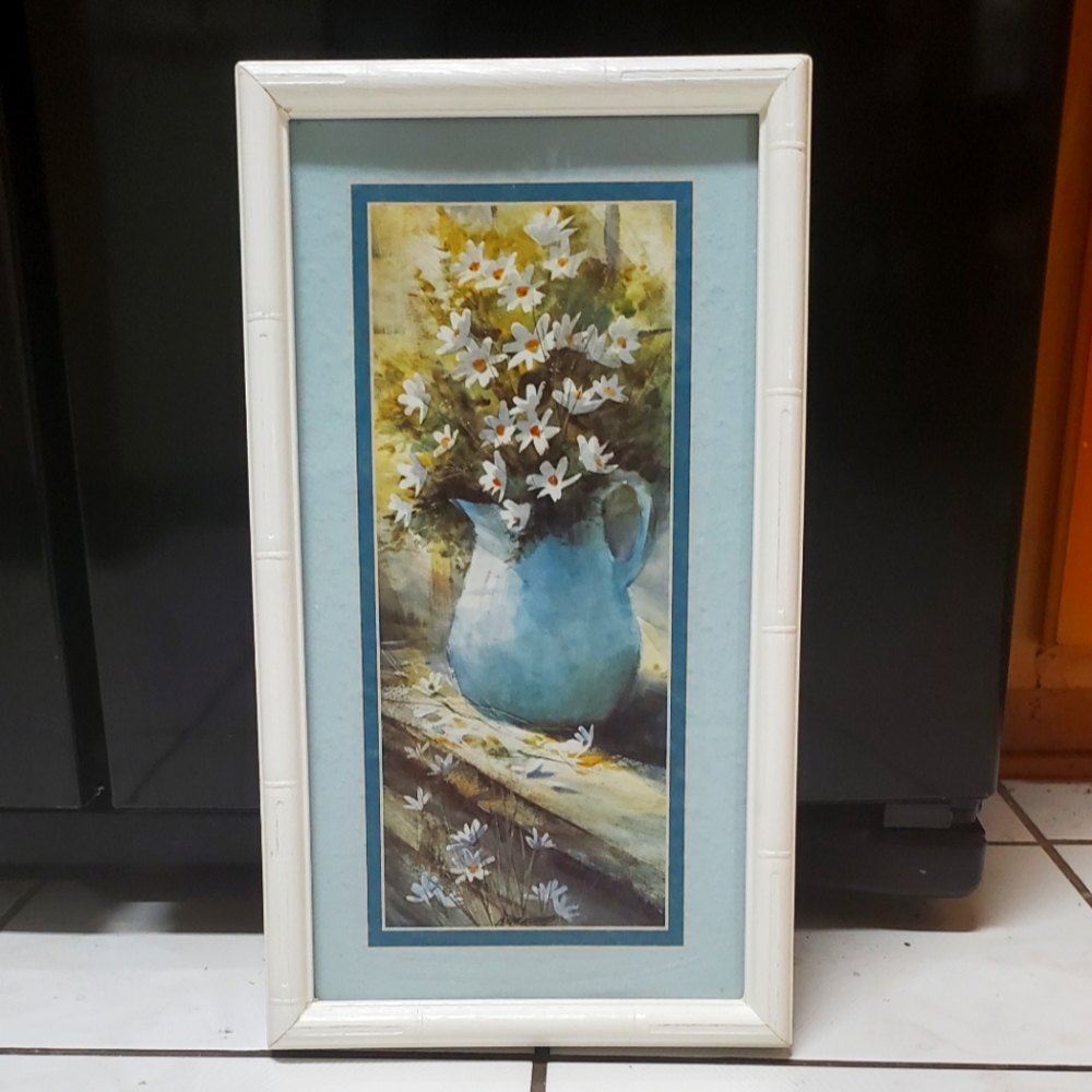 Home Interior white frame light blue print. Boxed